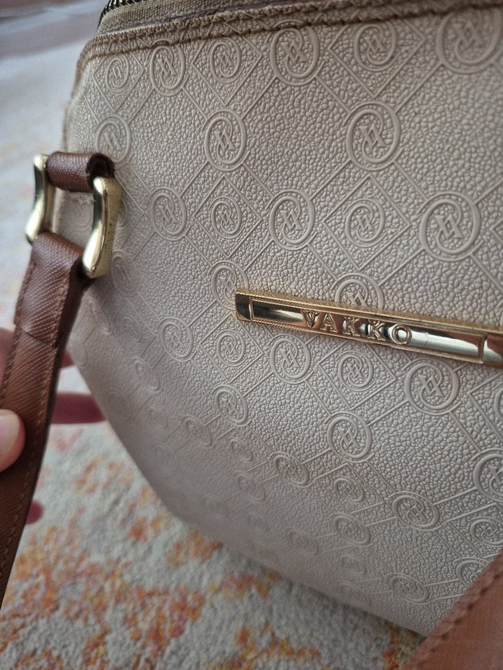 Bej Deri vakko Kadın Çanta - Görsel 2