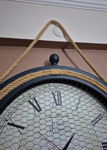 Halat Detaylı Bej Duvar Saati - Görsel 3