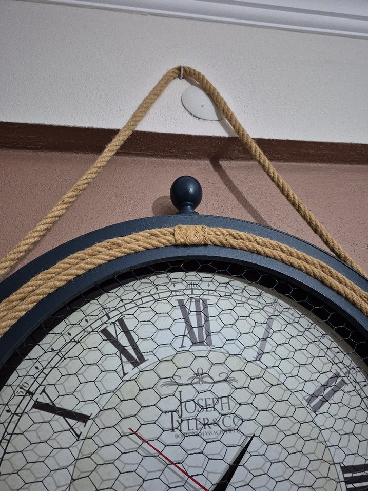 Halat Detaylı Bej Duvar Saati - Görsel 3