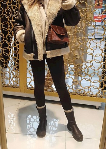 Kürk Detaylı Kahverengi Kadın Kış Ceketi - Görsel 4