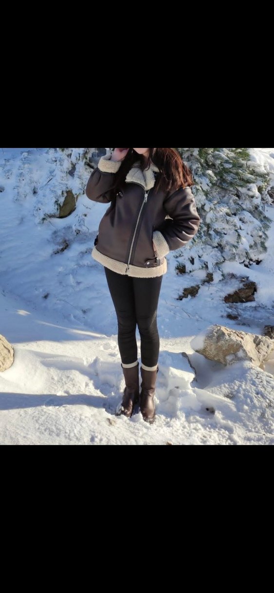 Kürk Detaylı Kahverengi Kadın Kış Ceketi - Görsel 2