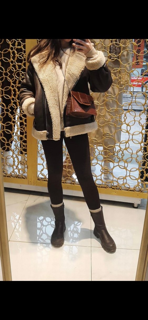 Kürk Detaylı Kahverengi Kadın Kış Ceketi - Görsel 4