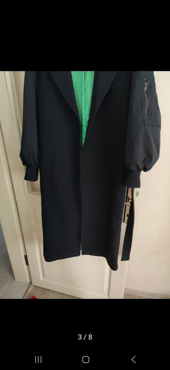 Kuşaklı Slacivert Kaban - Görsel 2