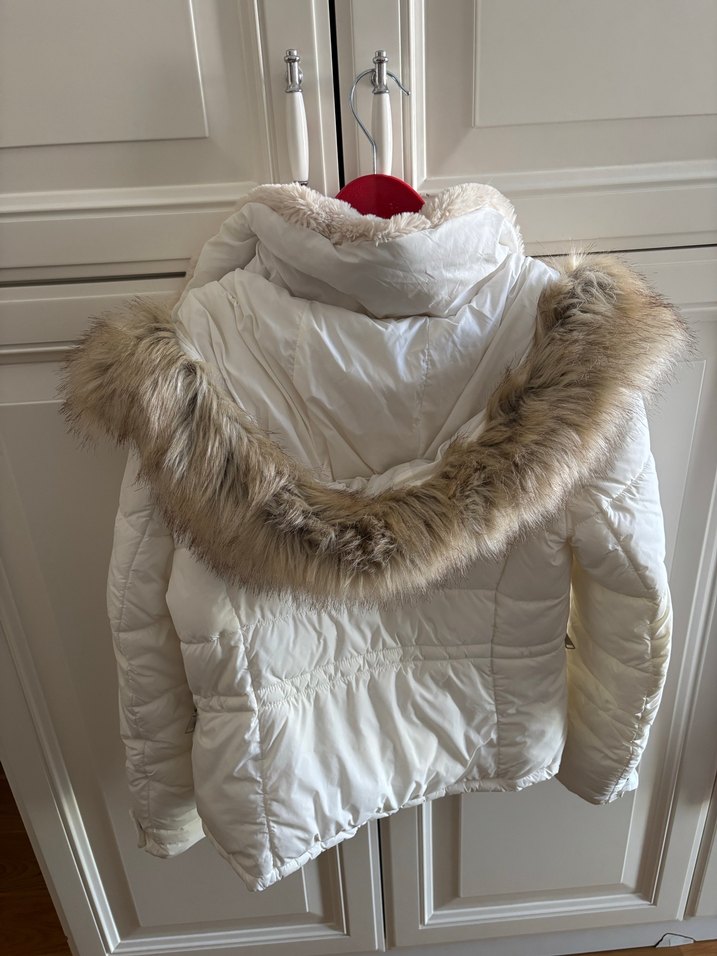 Beyaz Kürklü Kadın Kışlık Mont - Görsel 2