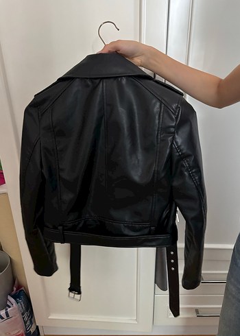 Siyah Kadın Deri Biker Ceket