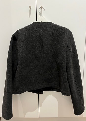 Düğmeli Gri Yün Kadın Ceket Zara - Görsel 3