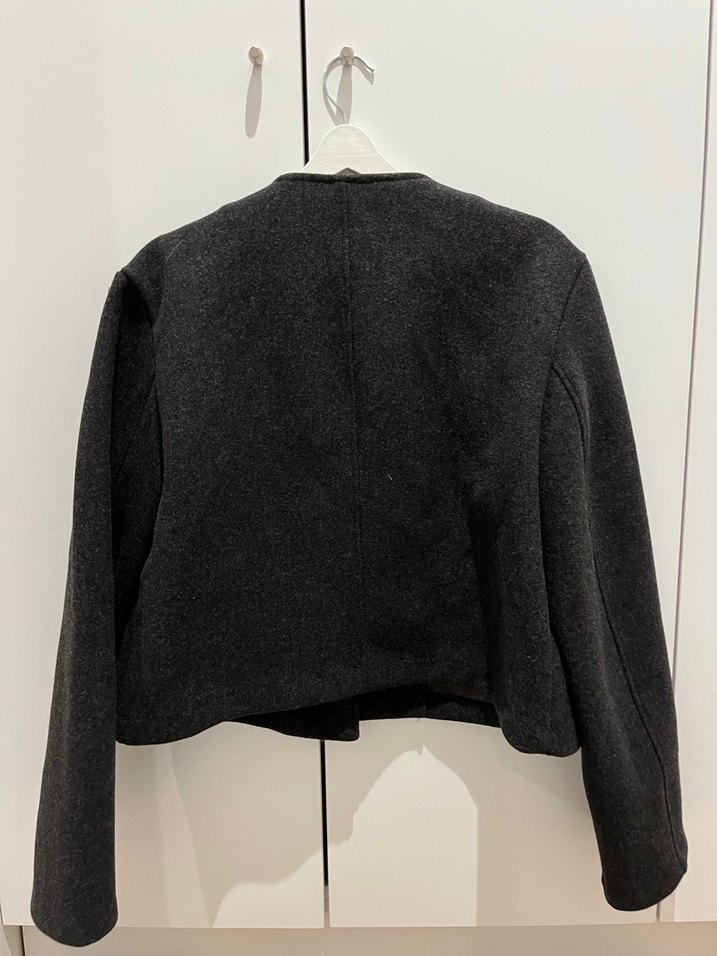 Düğmeli Gri Yün Kadın Ceket Zara - Görsel 3