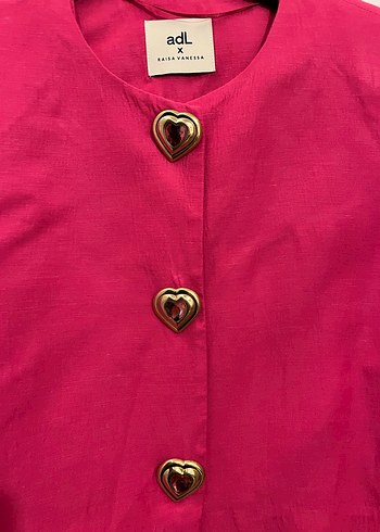 Düğmeli Mini Pembe Kadın Ceket ADL - Görsel 2