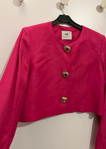 Düğmeli Mini Pembe Kadın Ceket ADL - Görsel 5