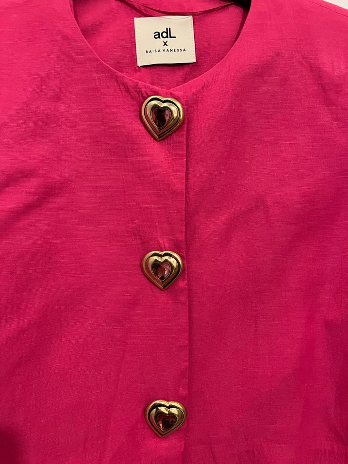 Düğmeli Mini Pembe Kadın Ceket ADL - Görsel 2