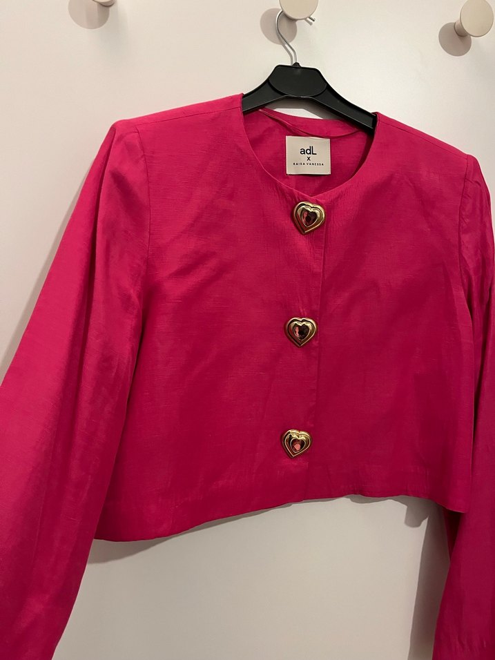 Düğmeli Mini Pembe Kadın Ceket ADL - Görsel 5