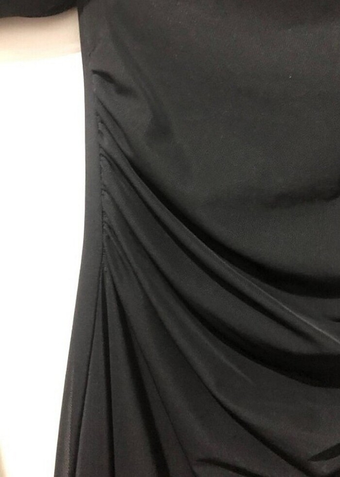 Tek Omuz Tüllü Elbise - Görsel 5