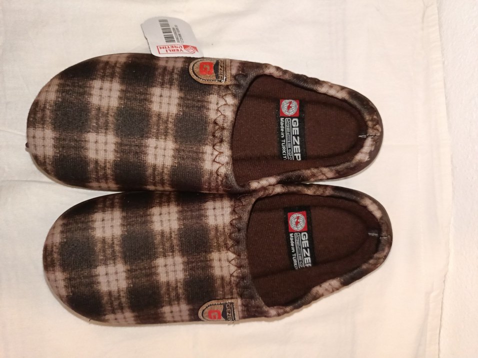 Gezer marka Kahverengi Ekose Erkek Ev Terliği - Görsel 5