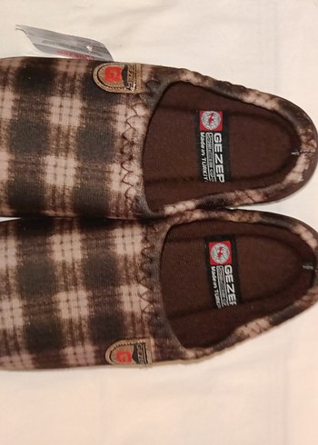 Gezer marka Erkek Kahverengi Kareli Sıcak Terlik - Görsel 2
