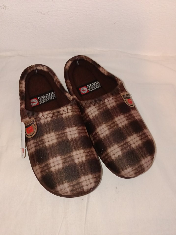 Gezer marka Erkek Kahverengi Ekose Sıcak Terlik 43 numara - Görsel 4
