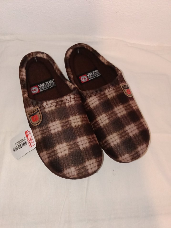 Gezer marka Erkek Kahverengi Ekose Sıcak Terlik 43 numara - Görsel 2