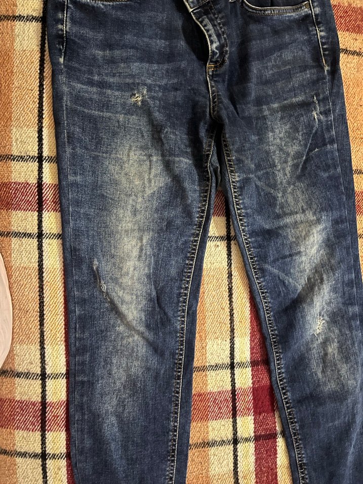 Düğmeli Bağlama Desenli Kadın Midi Kot Pantolon - Görsel 3