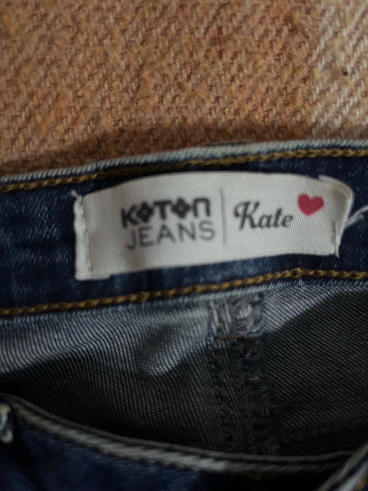 Düğmeli Bağlama Desenli Kadın Midi Kot Pantolon - Görsel 5