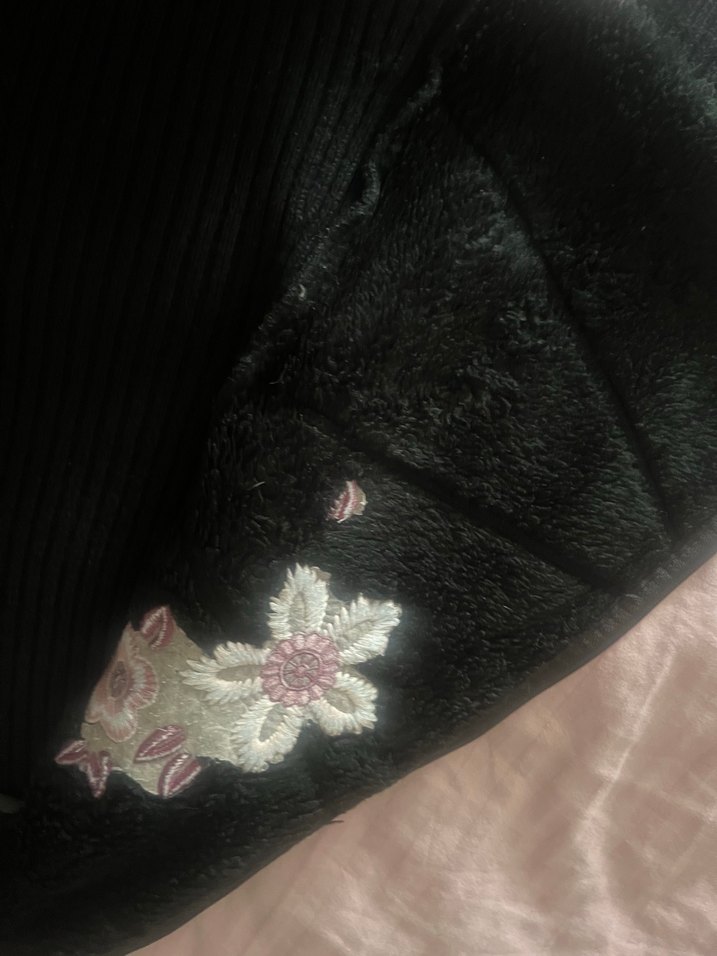 Nakışlı Siyah Kadın Ceket ön süet arka. Ve kol triko - Görsel 5