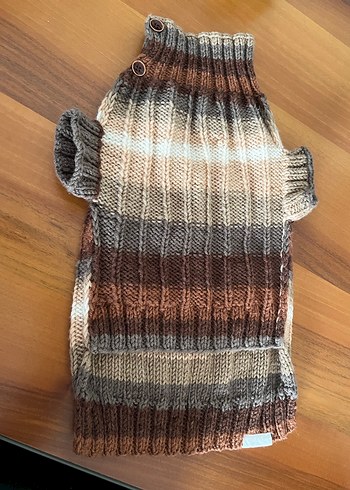 Bohem Tarzı Örgü Kahverengi Gri Köpek Süveteri - Görsel 2