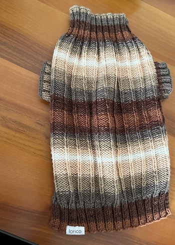 Bohem Tarzı Örgü Kahverengi Gri Köpek Süveteri - Görsel 3