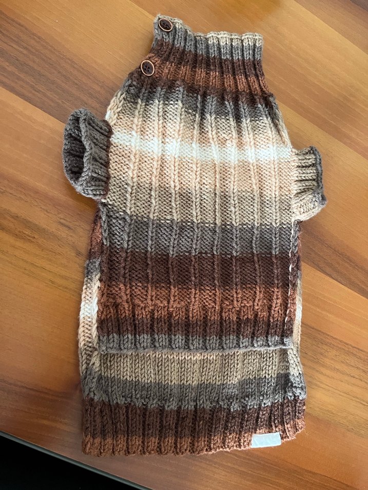 Bohem Tarzı Örgü Kahverengi Gri Köpek Süveteri - Görsel 2