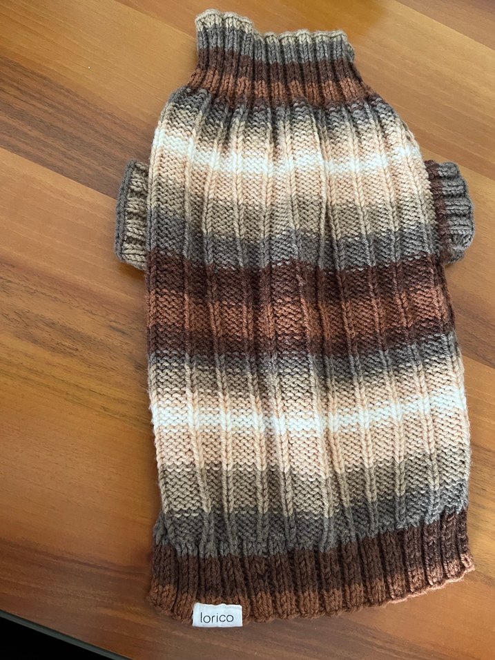 Bohem Tarzı Örgü Kahverengi Gri Köpek Süveteri - Görsel 4