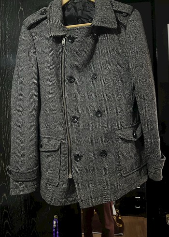 Gri Yünlü Erkek Midi Kaban - Görsel 4