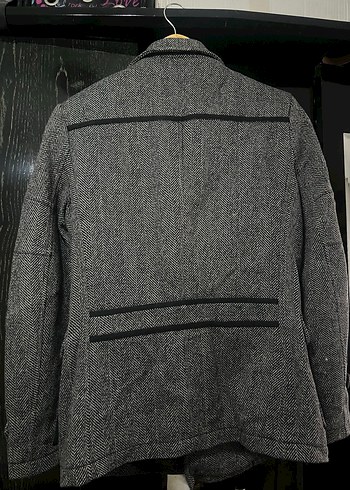 Gri Yünlü Erkek Midi Kaban - Görsel 7