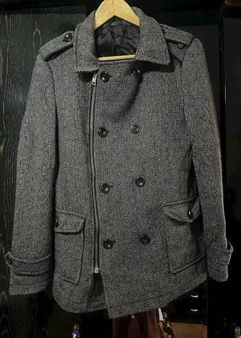 Gri Yünlü Erkek Midi Kaban - Görsel 2