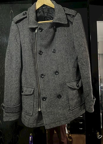 Gri Yünlü Erkek Midi Kaban - Görsel 3