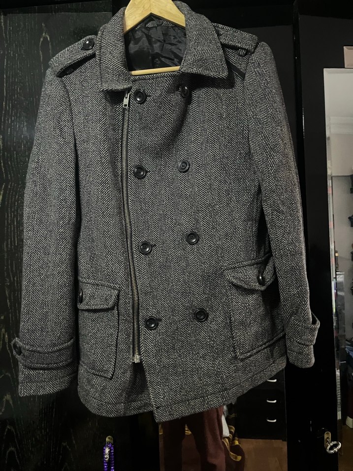 Gri Yünlü Erkek Midi Kaban - Görsel 3