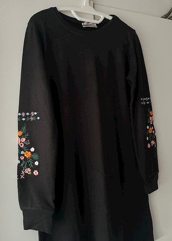 Nakışlı Siyah Uzun Kollu Kadın Tunik elbise - Görsel 3