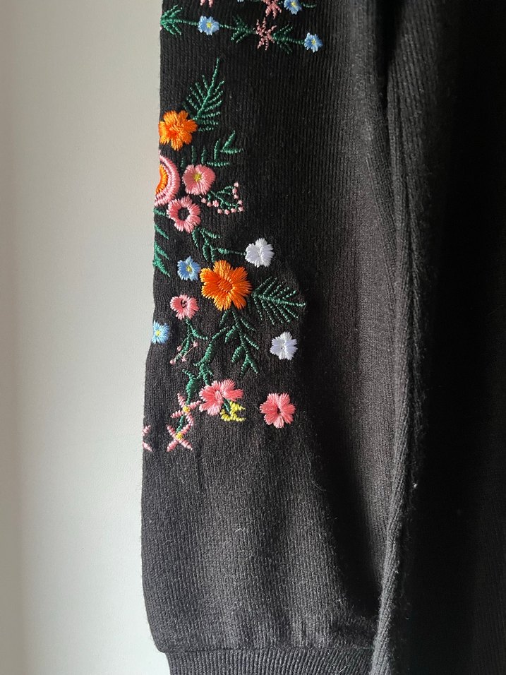 Nakışlı Siyah Uzun Kollu Kadın Tunik elbise - Görsel 2