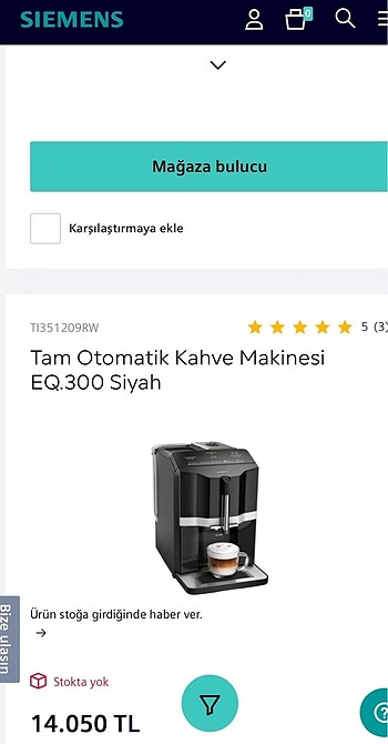 Siemens EQ300 Tam Otomatik Kahve