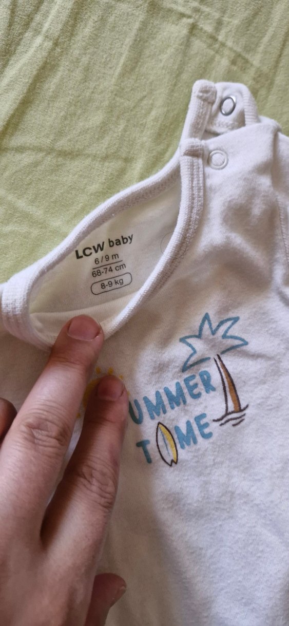 Mavi ve Beyaz Kısa Kollu Bebek Body - Görsel 2