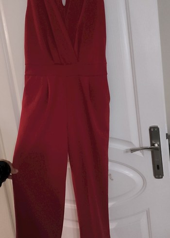 Kırmızı Kadın Uzun Tulum - Görsel 5