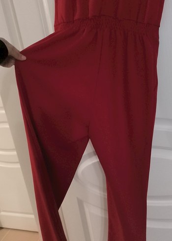 Kırmızı Kadın Uzun Tulum - Görsel 9