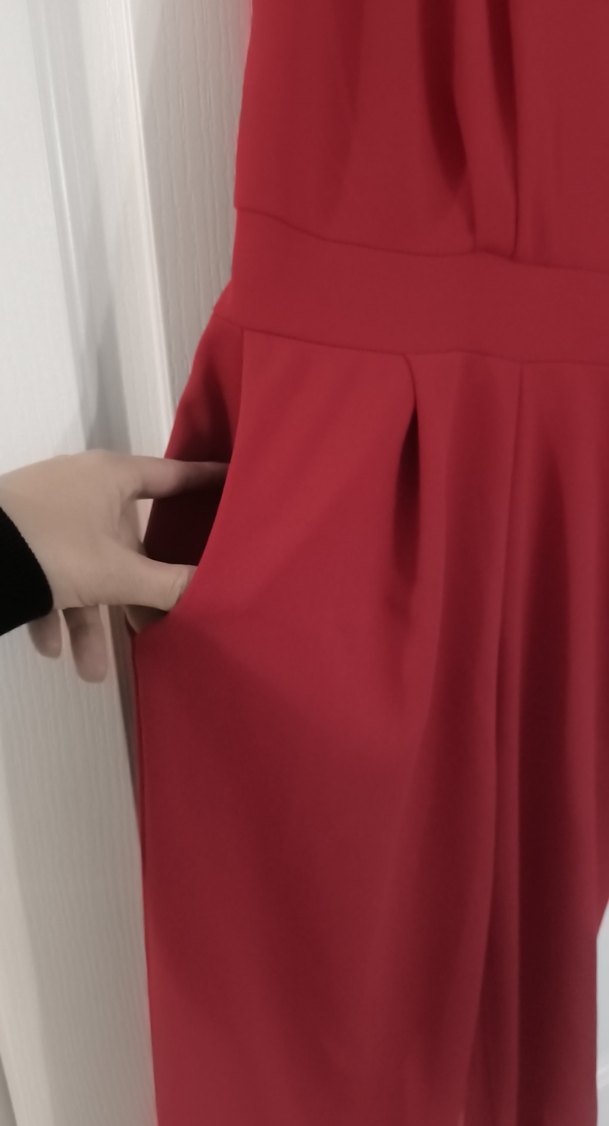 Kırmızı Kadın Uzun Tulum - Görsel 3