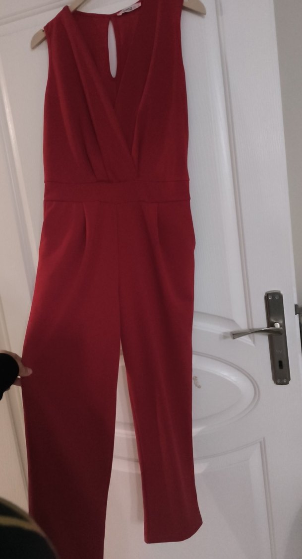 Kırmızı Kadın Uzun Tulum - Görsel 5