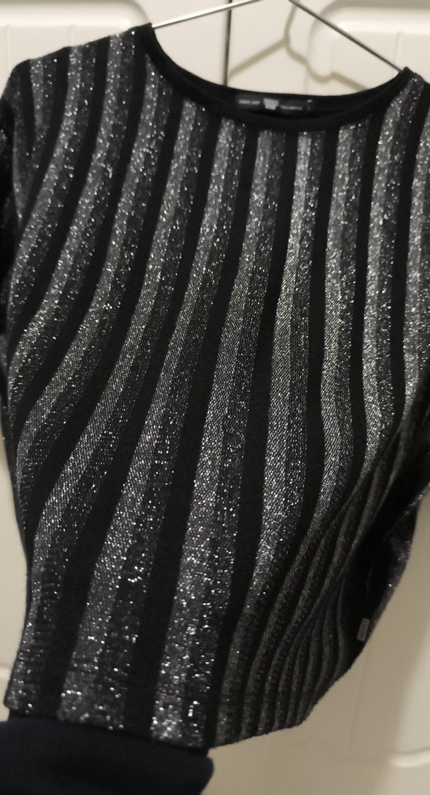 Kadın Siyah Çizgili Kısa Kollu Crop Top - Görsel 5