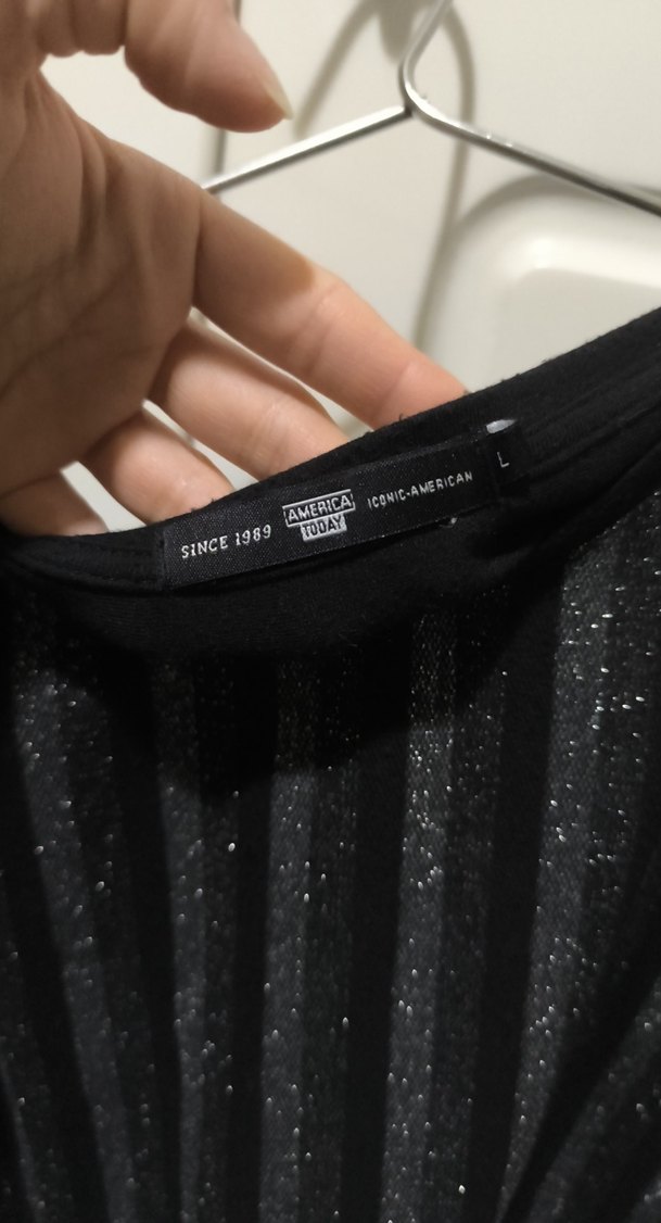 Kadın Siyah Çizgili Kısa Kollu Crop Top - Görsel 3