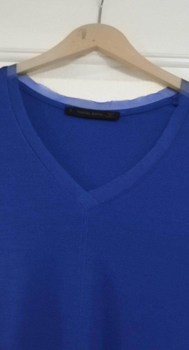 Kadın Lacivert V Yaka Kısa Kollu Tişört - Görsel 2