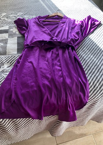 Uzun Mor Kadın Kimono sabahlık - Görsel 3