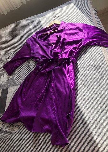 Uzun Mor Kadın Kimono sabahlık - Görsel 2