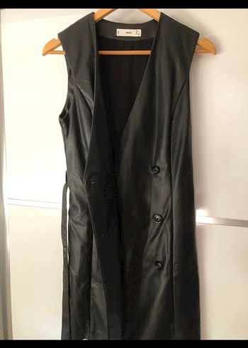 Kemerli Siyah Deri Kadın ceket elbise - Görsel 4