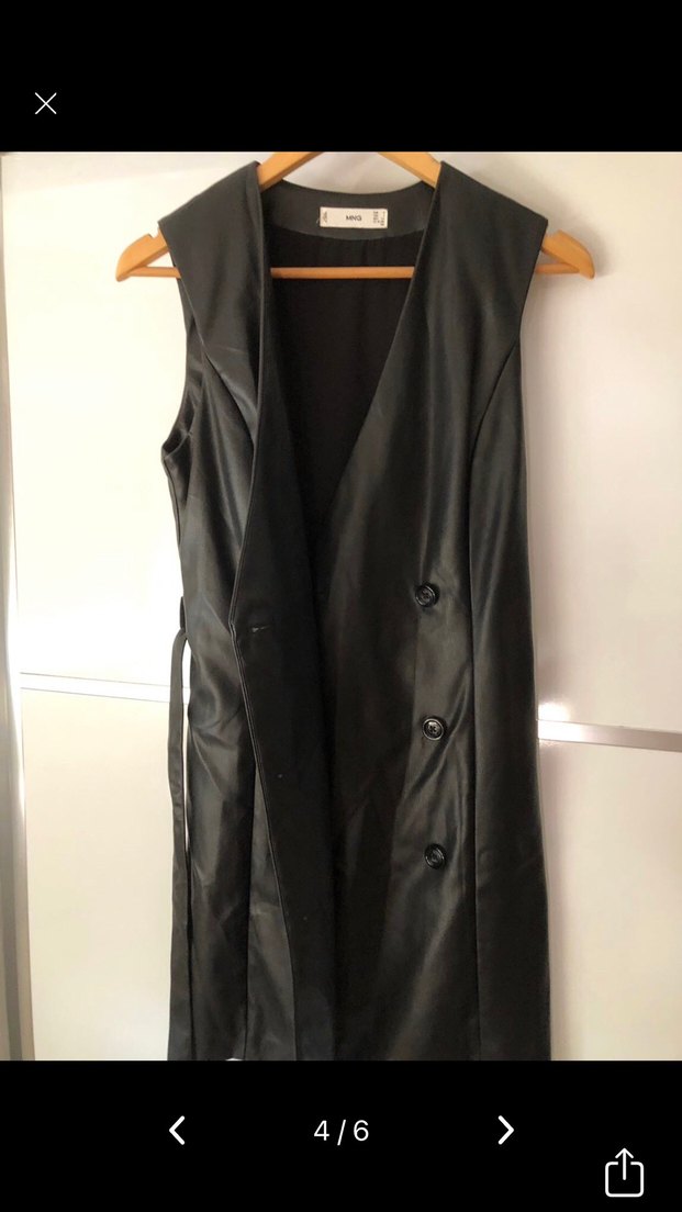 Kemerli Siyah Deri Kadın ceket elbise - Görsel 4