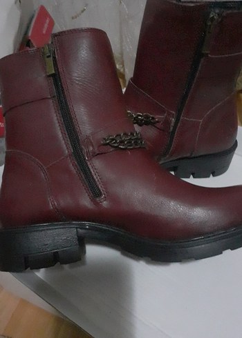 Bot Bordo hakiki Deri Zincirli Tokalı Biker Sıfır jump - Görsel 4