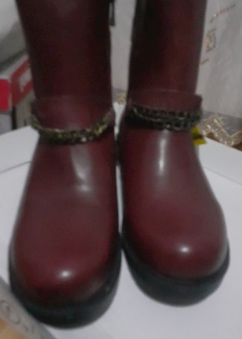 Bot Bordo hakiki Deri Zincirli Tokalı Biker Sıfır jump - Görsel 9