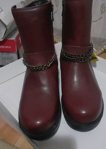 Bot Bordo hakiki Deri Zincirli Tokalı Biker Sıfır jump - Görsel 7